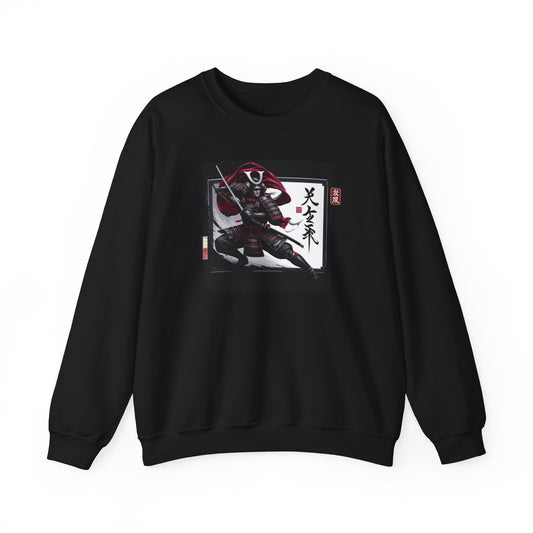 Samurai Warrior Sweatshirt, Japanese Unisex Heavy Sweatshirt (Black)